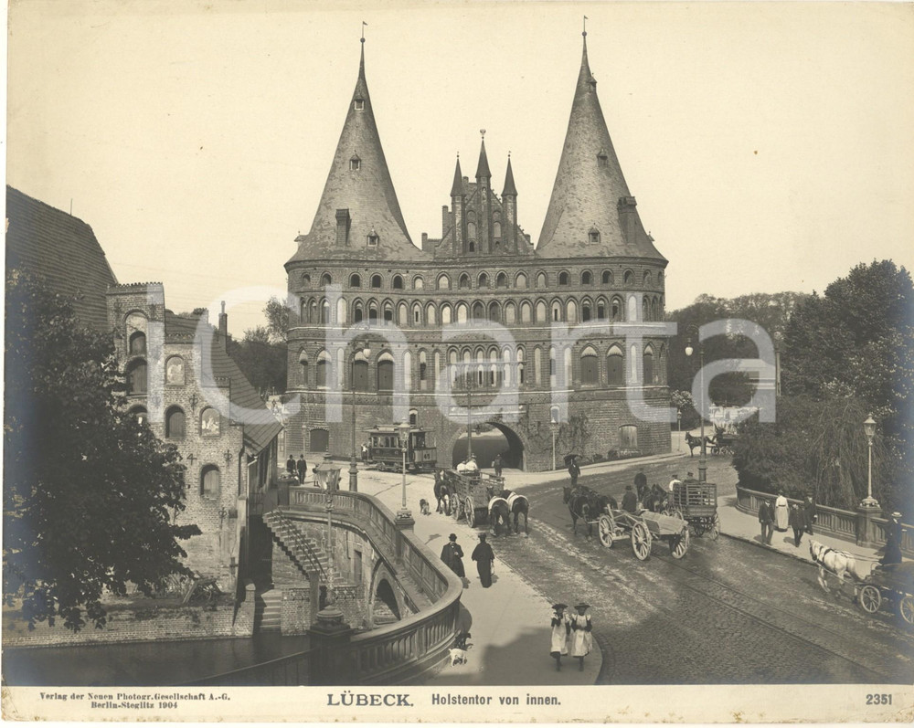 Fotografia d epoca originale 1904 LUBECK GERMANY Holstentor von innen. Foto ANIMATA carrozze n. 2351 3 1