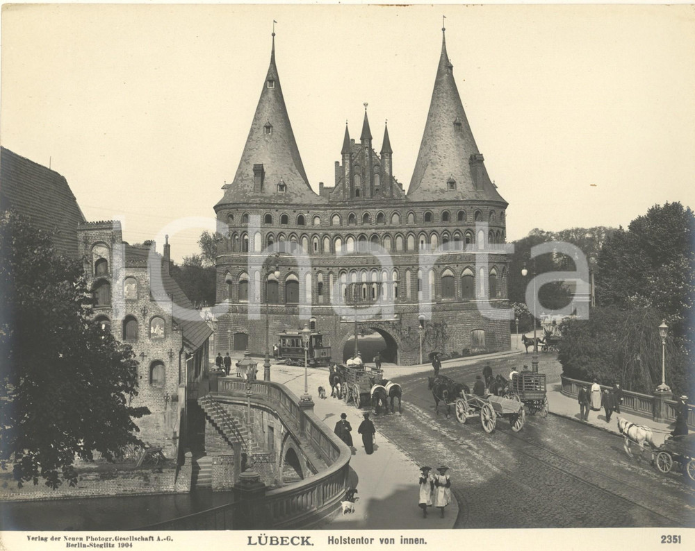 Fotografia d epoca originale 1904 LUBECK GERMANY Holstentor von innen. Foto ANIMATA carrozze n. 2351 2 1