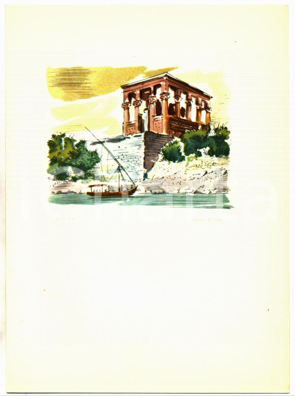 Oggetto da collezione cartaceo 1956 ADRIATICA DI NAVIGAZIONE Menù M/n ESPERIA Ill. Chiosco di Traiano ASSUAN 3 1