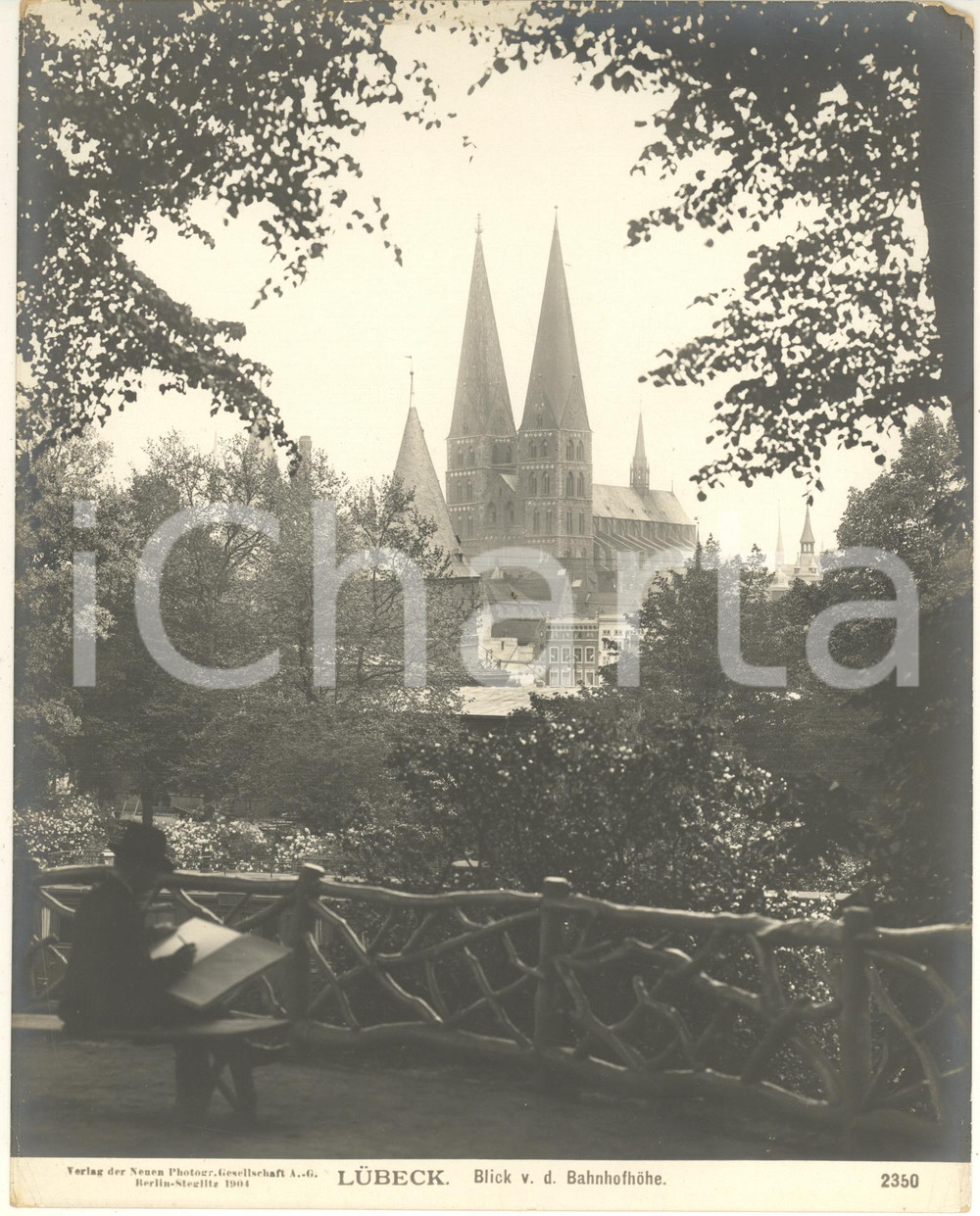 Fotografia d epoca originale 1904 LUBECK Block v. d. Bahnhofhohe Foto ANIMATA artista n. 2350 2 1