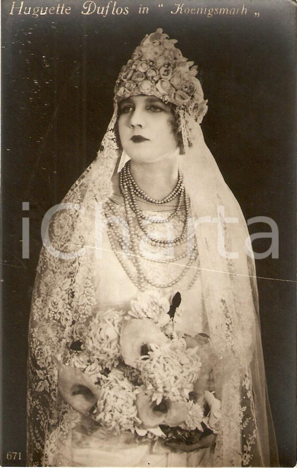 Cartolina originale da collezione 1923 KOENIGSMARK Attrice Huguette DUFLOS in una scena *Cartolina (1) 1