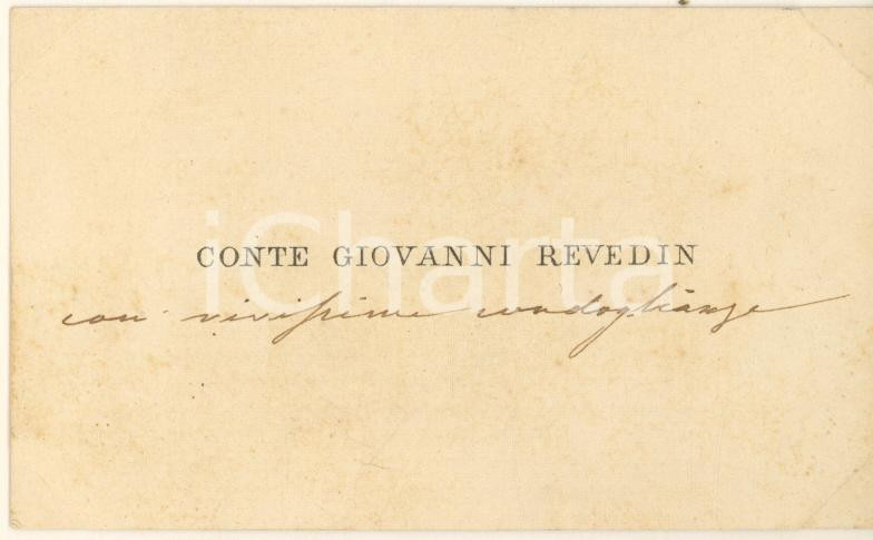 Autografo originale 1890 ca VENEZIA ? Conte Giovanni REVEDIN  Biglietto da visita AUTOGRAFO 1 1