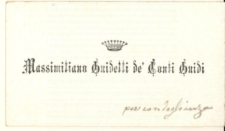 Autografo originale 1890 ca BOLOGNA Massimiliano GUIDETTI conte GUIDI  Biglietto AUTOGRAFO 1
