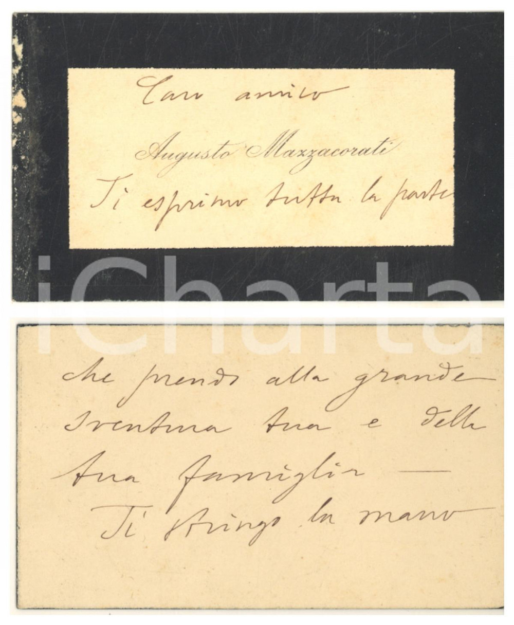 Autografo originale 1890 ca BOLOGNA Augusto MAZZACORATI  Biglietto condoglianze AUTOGRAFO 1