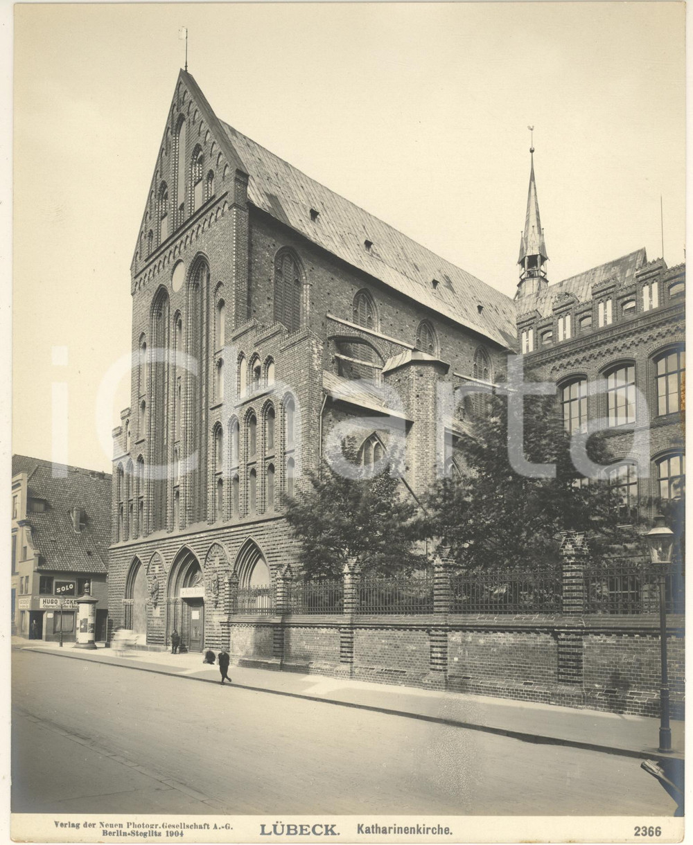 Fotografia d epoca originale 1904 LUBECK GERMANY Katharinenkirche Foto ANIMATA n. 2366 2 1