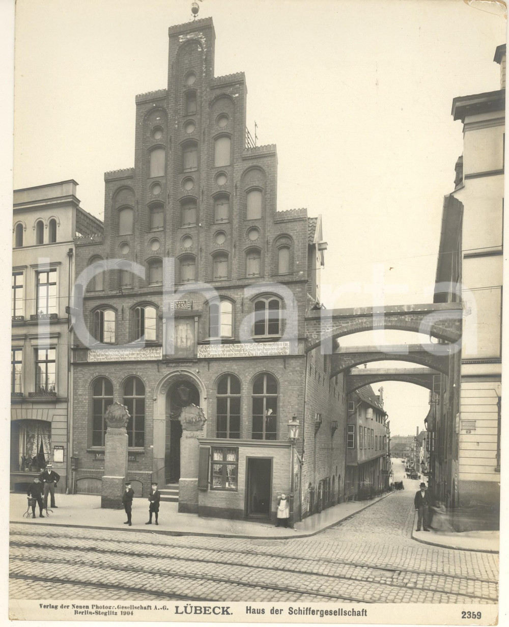 Fotografia d epoca originale 1904 LUBECK GERMANY Haus der Schiffergesellschaft Foto ANIMATA n. 2359 1
