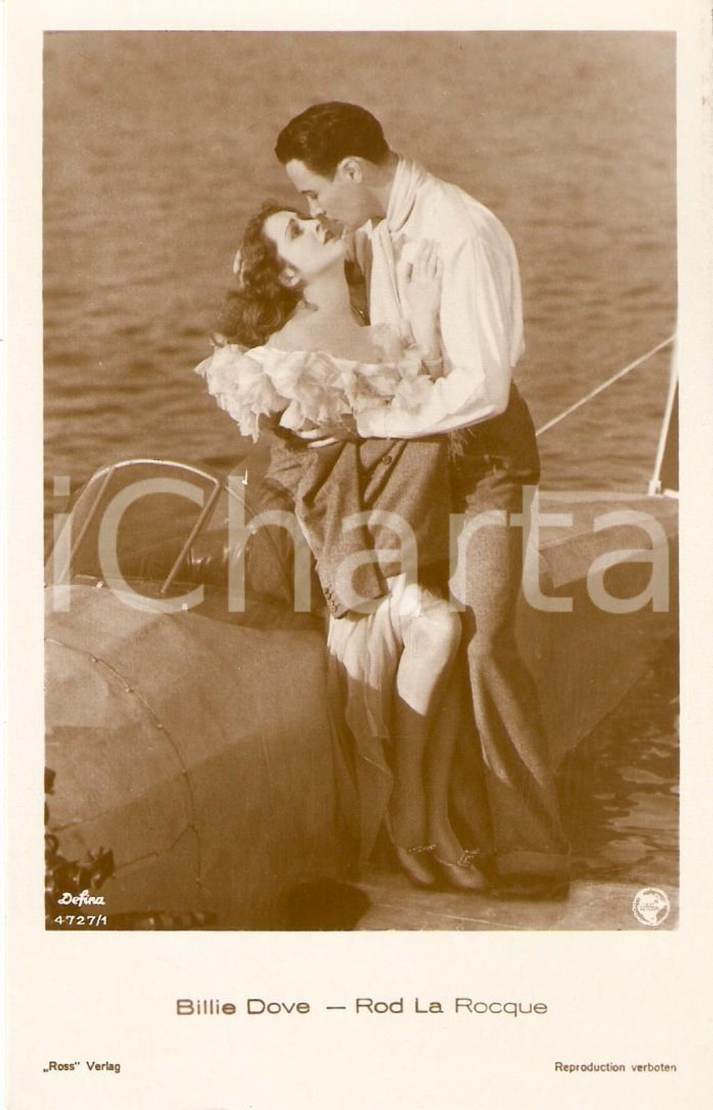 Cartolina originale da collezione 1929 MAN AND THE MOMENT Billie DOVE Rod LA ROQUE Bacio su aereo *Cartolina FP NV 1