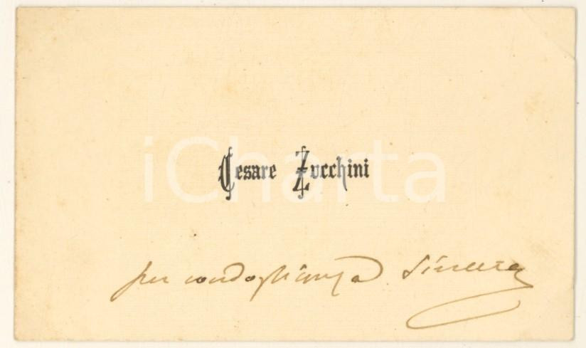 Autografo originale 1890 ca BOLOGNA Cesare ZUCCHINI ingegnere e politico  Biglietto AUTOGRAFO 1