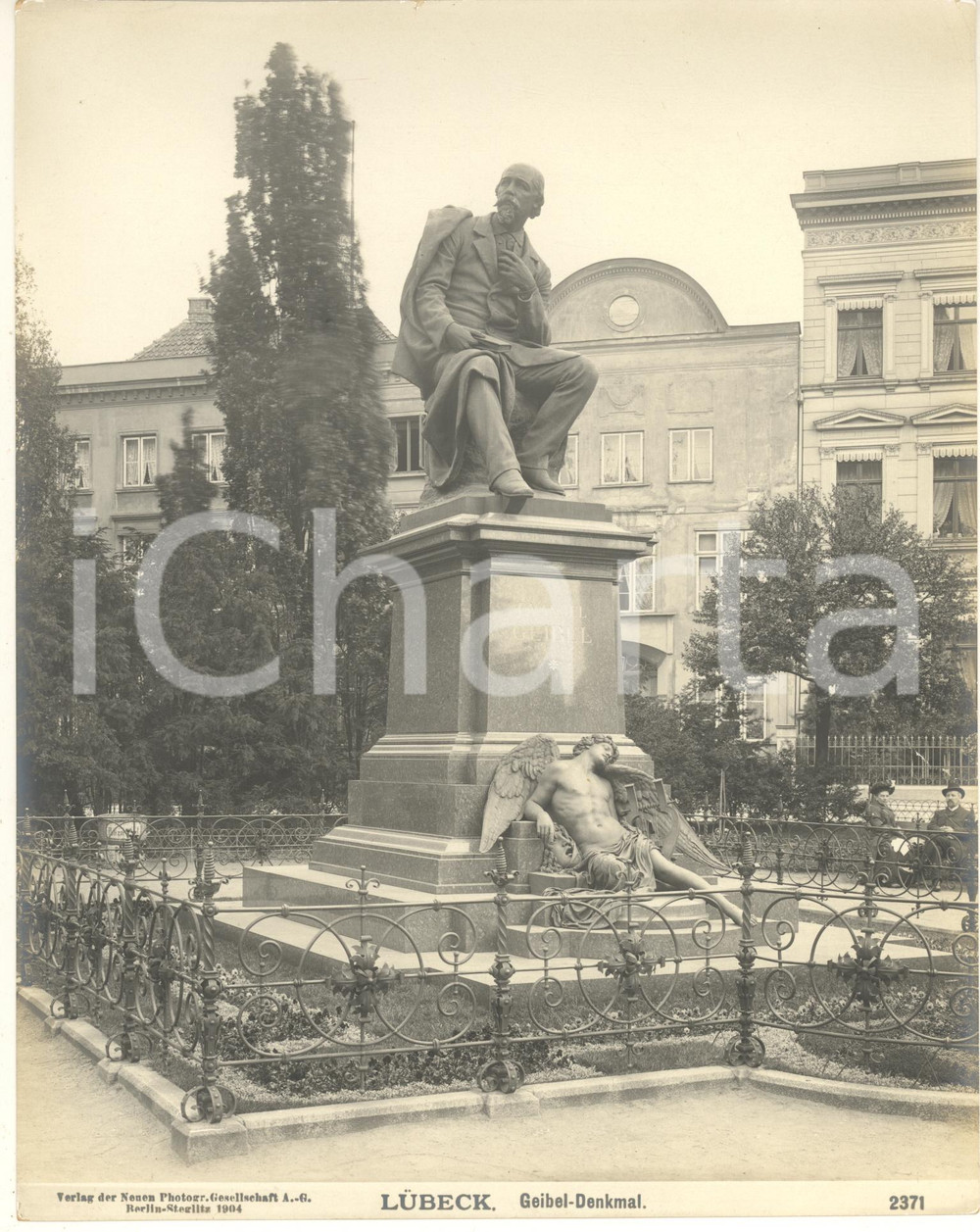 Fotografia d epoca originale 1904 LUBECK GERMANY GeibelDenkmal  Monumento Foto n. 2371 1 1