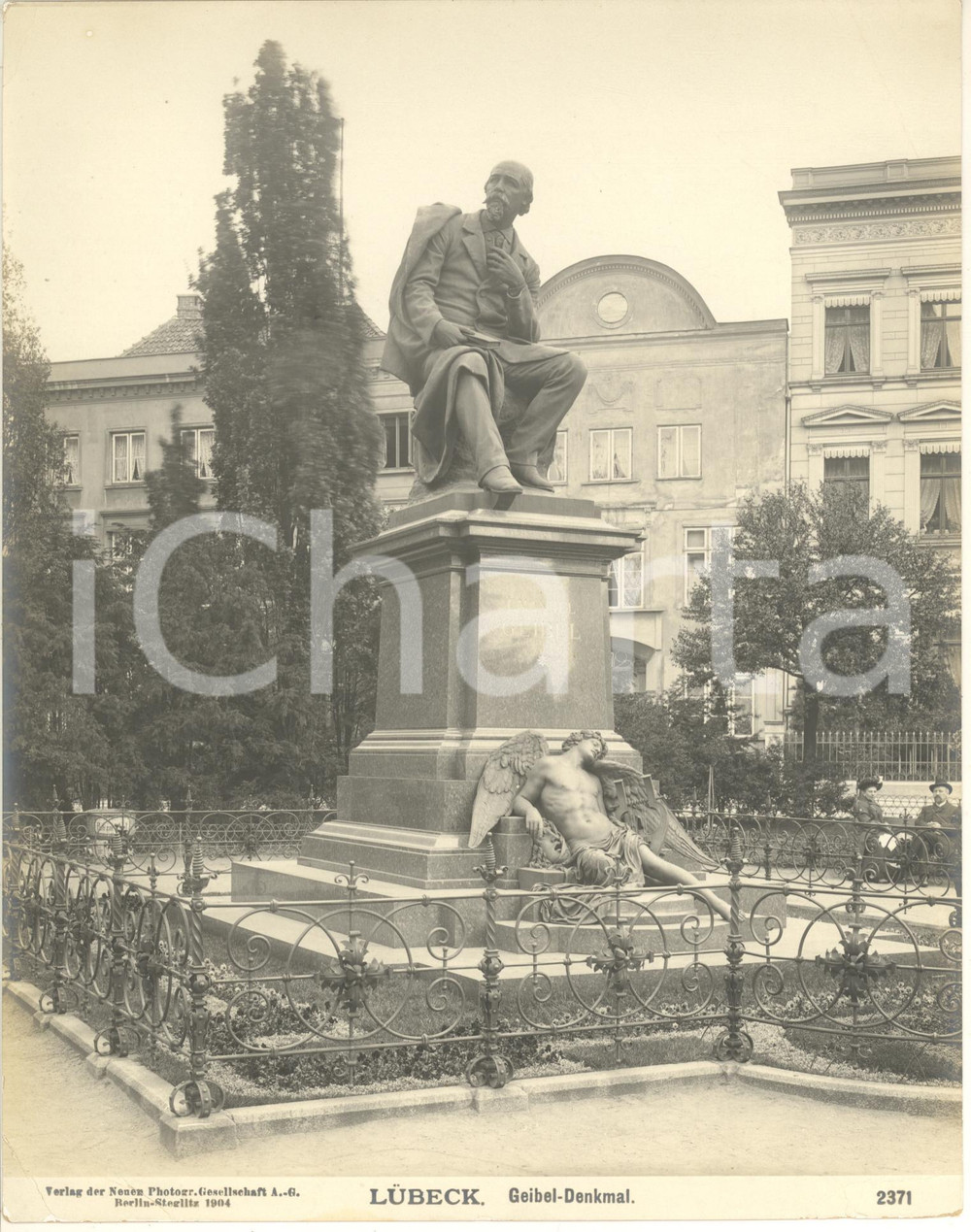 Fotografia d epoca originale 1904 LUBECK GERMANY GeibelDenkmal  Monumento Foto n. 2371 2 1