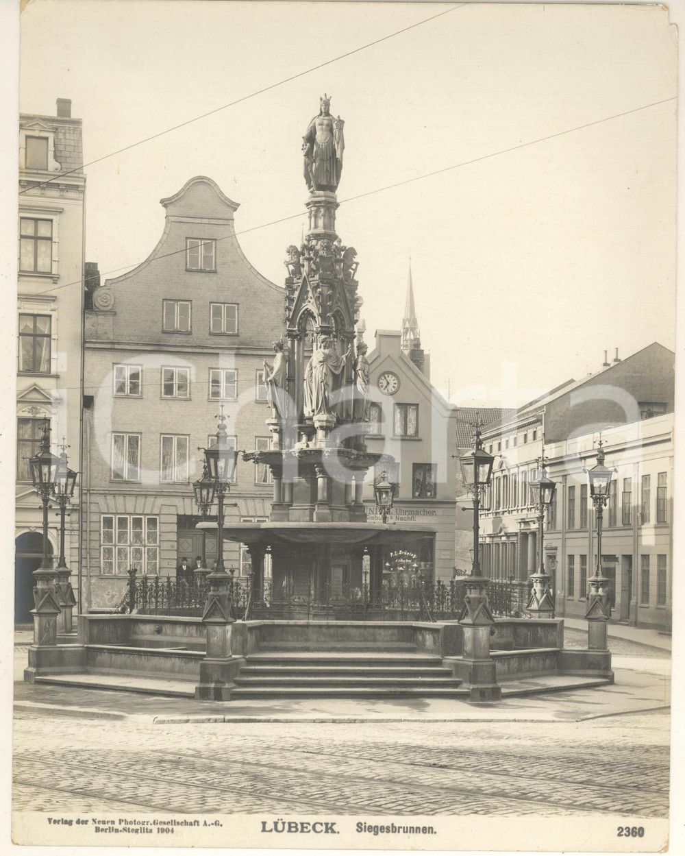 Fotografia d epoca originale 1904 LUBECK GERMANY Siegesbrunnen  Fontana della Vittoria Foto n. 2360 3 1
