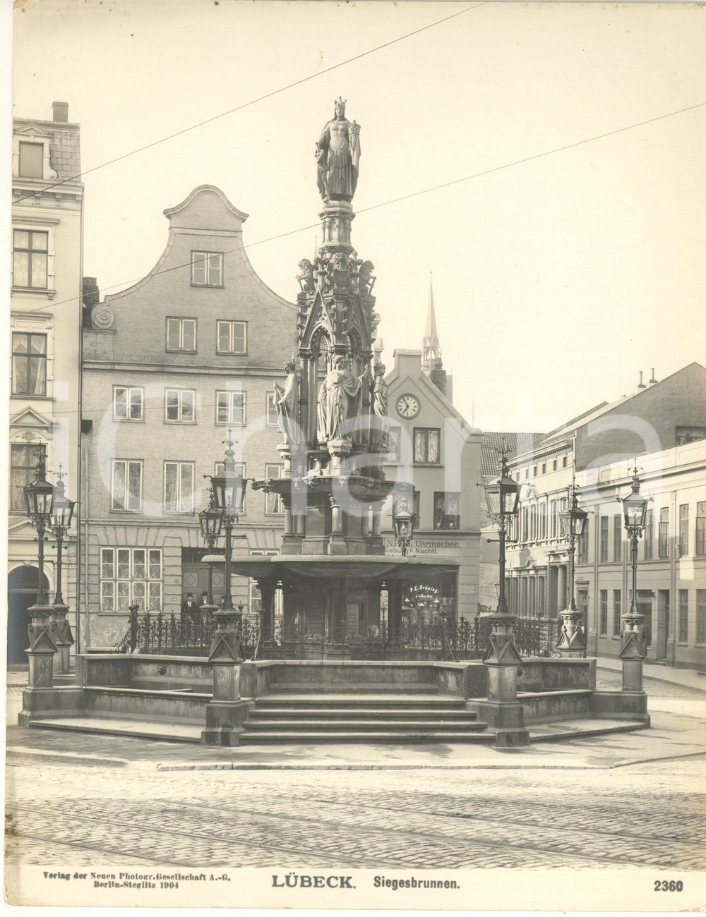 Fotografia d epoca originale 1904 LUBECK GERMANY Siegesbrunnen  Fontana della Vittoria Foto n. 2360 4 1