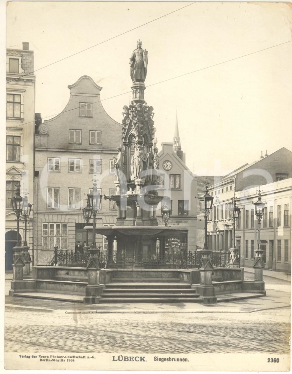 Fotografia d epoca originale 1904 LUBECK GERMANY Siegesbrunnen  Fontana della Vittoria Foto n. 2360 5 1