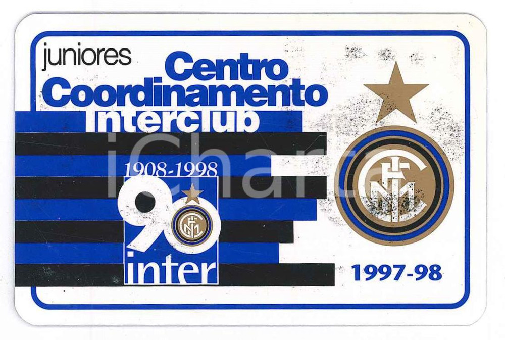 Oggetto da collezione cartaceo 1997 CALCIO Centro Coordinamento INTER CLUB Juniores  Tessera 8x5 cm 1