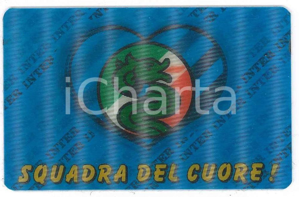 Oggetto da collezione cartaceo 1995 ca CALCIO  INTER Squadra del cuore!  Tessera LENTICOLARE 8x5 cm 1