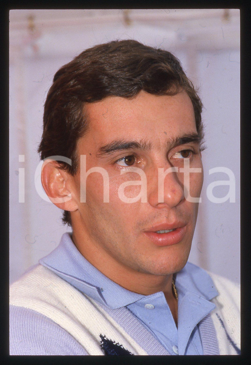Fotografia d epoca originale 35mm vintage slide 1990ca Ayrton SENNA ritratto del pilota 14 1