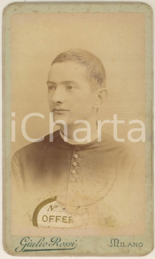 Fotografia d epoca originale 1890 ca MILANO Carlo REBUZZINI giovane sacerdote  Foto Giulio ROSSI CDV 1