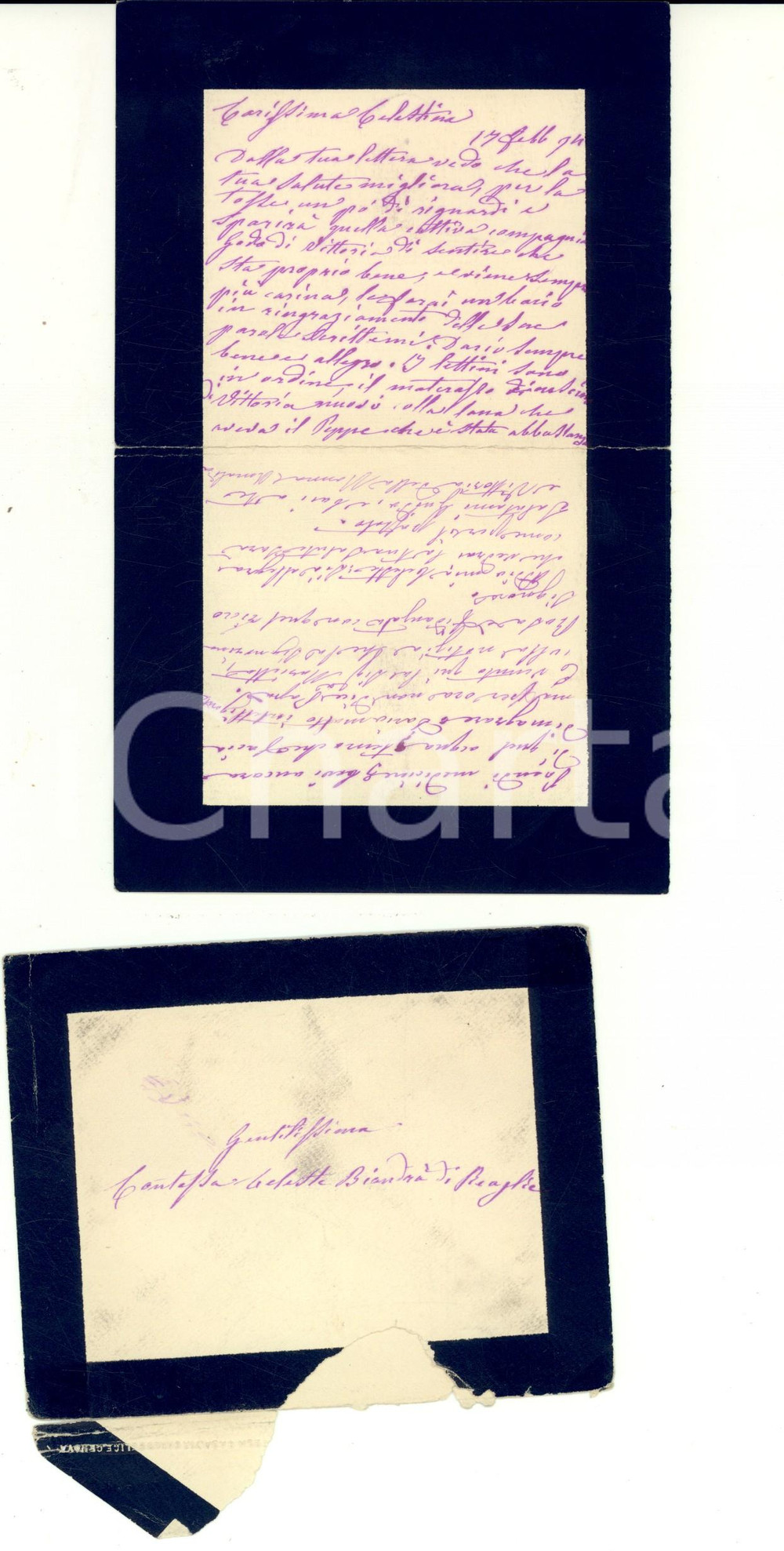 Autografo originale 1894 MILANO ? Amalia VIARISCHI alla nipote Celestina DARIO BIANDRA  DI REAGLIE 1