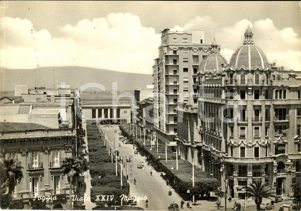 Cartolina originale da collezione 1959 FOGGIA Veduta di viale XXIV Maggio Cartolina ANIMATA FG VG 1