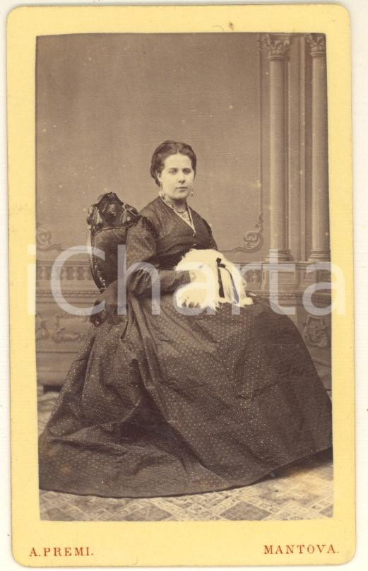 Fotografia d epoca originale 1870 ca MANTOVA Ritratto di Anna PREMI  Foto Andrea PREMI CDV 1