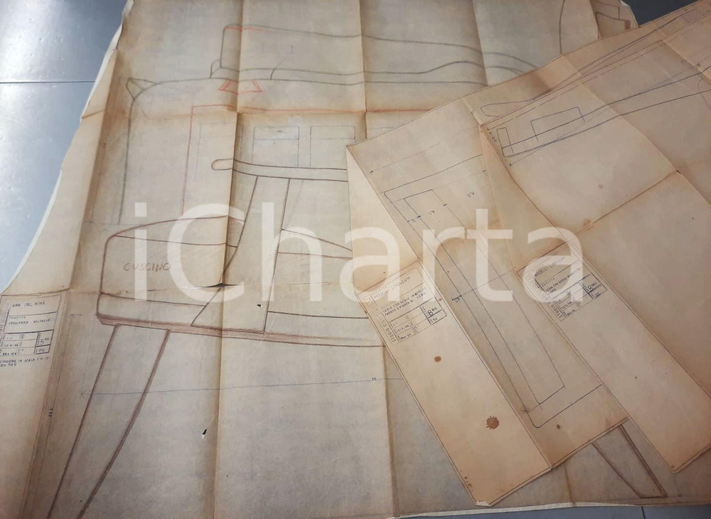 Stampa, bozzetto originale 1946 MILANO Studio CIUTI via Morigi  Lotto 3 progetti per arredi soggiorno 1