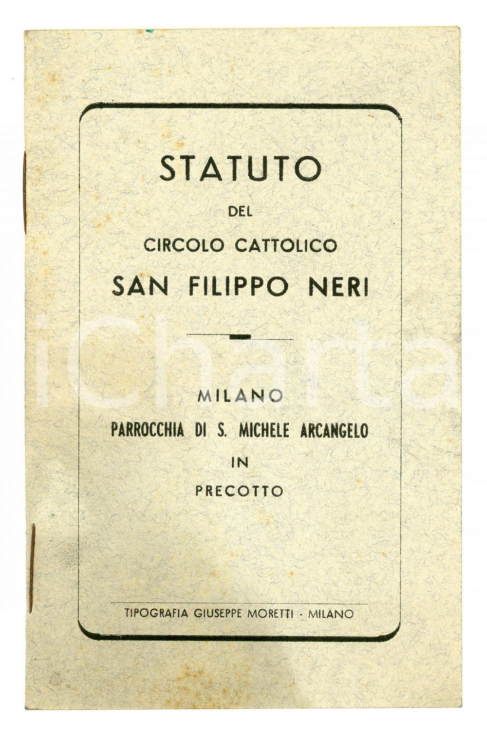 Libro, pubblicazione d epoca 1951 MILANO  PRECOTTO Circolo cattolico San Filippo Neri  Statuto 9x14 cm 1