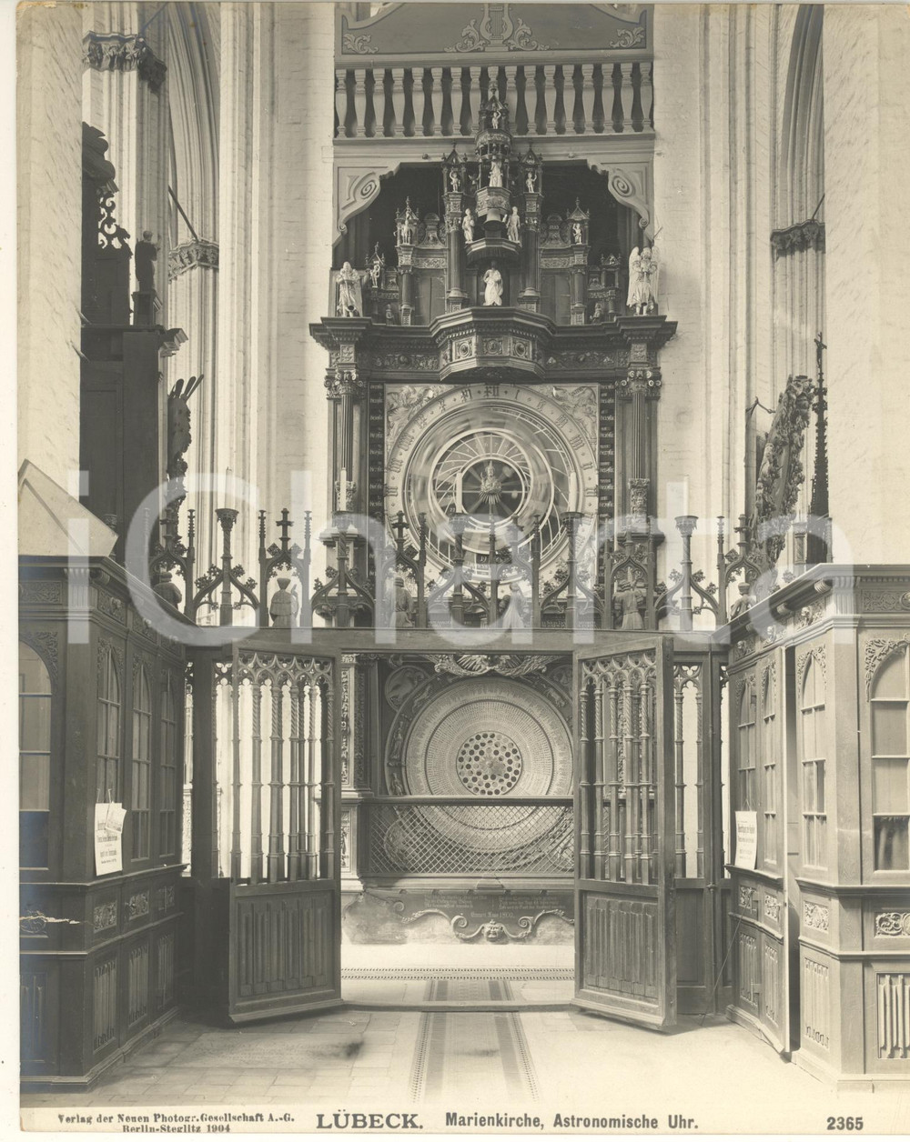 Fotografia d epoca originale 1904 LUBECK GERMANY Marienkirche, Astronomische Uhr Foto n. 2365 1 1