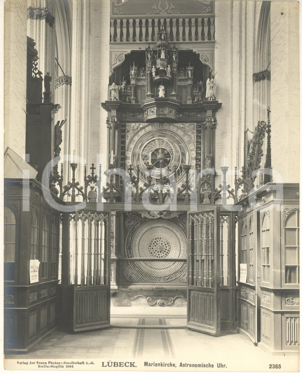 Fotografia d epoca originale 1904 LUBECK GERMANY Marienkirche, Astronomische Uhr Foto n. 2365 2 1