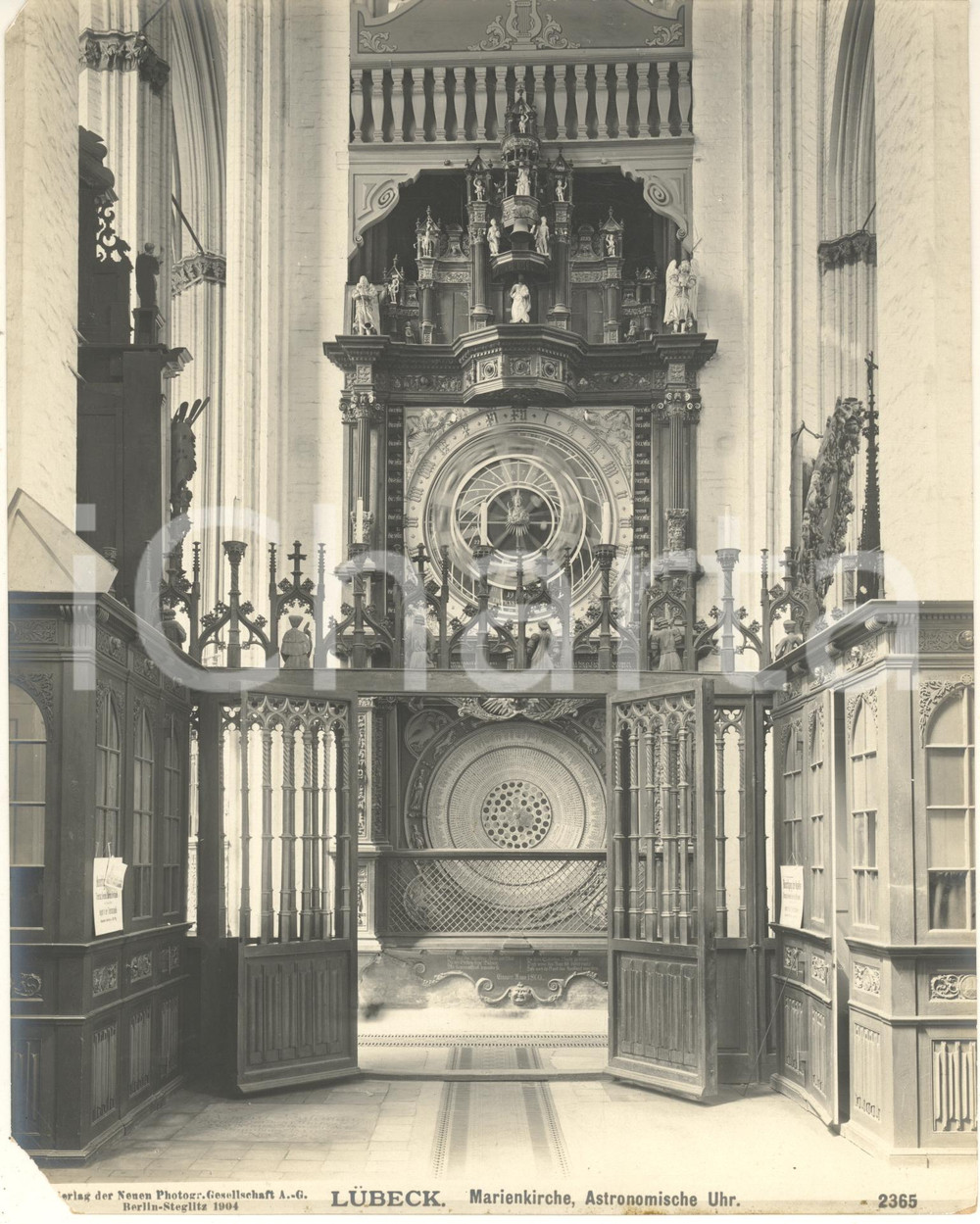 Fotografia d epoca originale 1904 LUBECK GERMANY Marienkirche, Astronomische Uhr Foto n. 2365 3 1