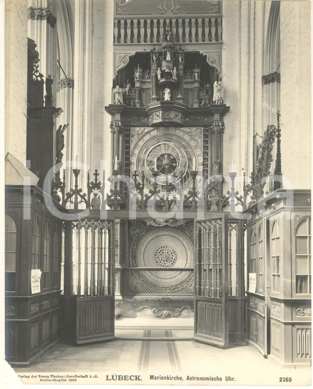 Fotografia d epoca originale 1904 LUBECK GERMANY Marienkirche, Astronomische Uhr Foto n. 2365 4 1