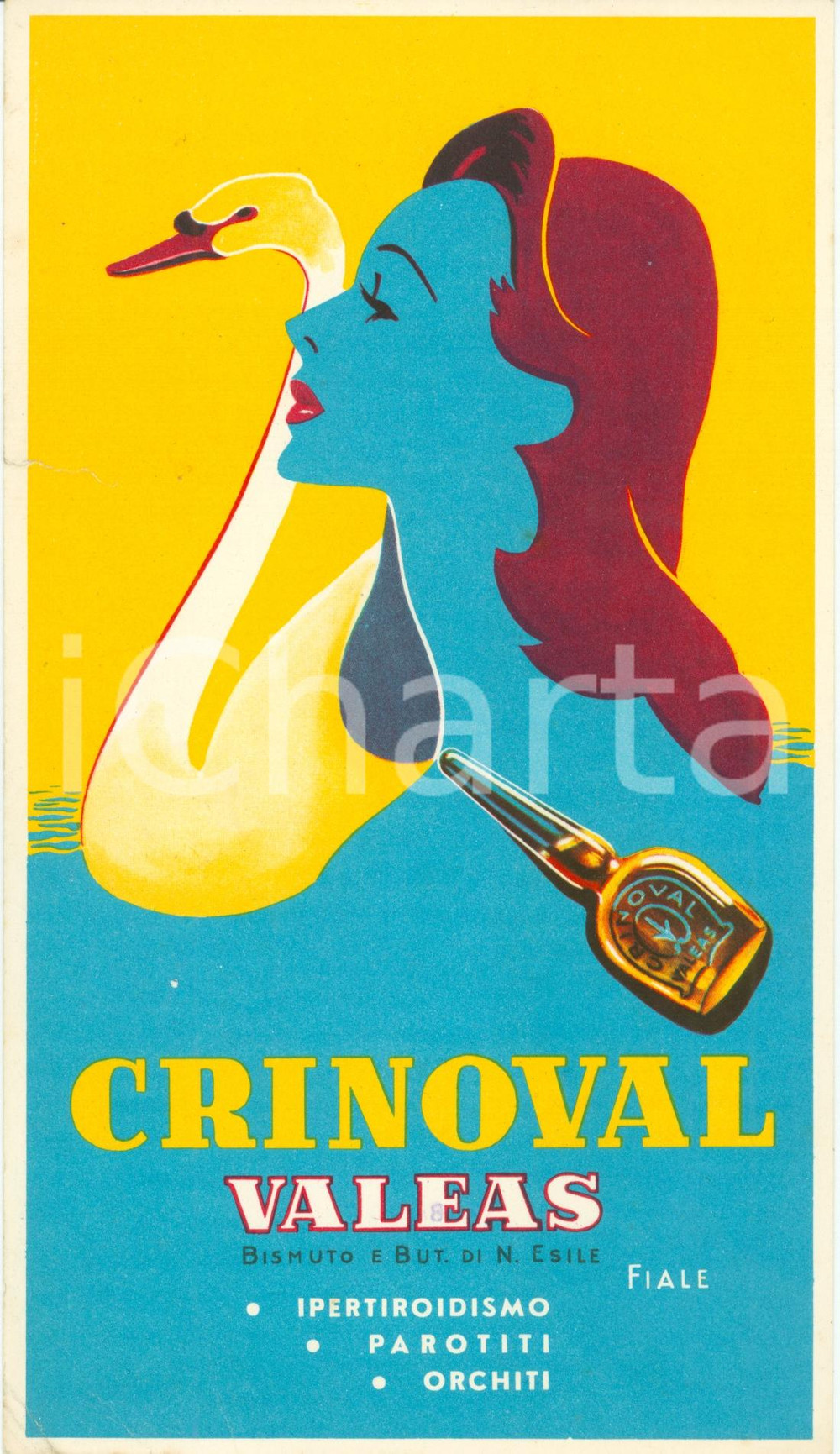 Materiale pubblicitario d’epoca 1955 MILANO Farmaco CRINOVAL  Cartoncino illustrato Pubblicità 2 1