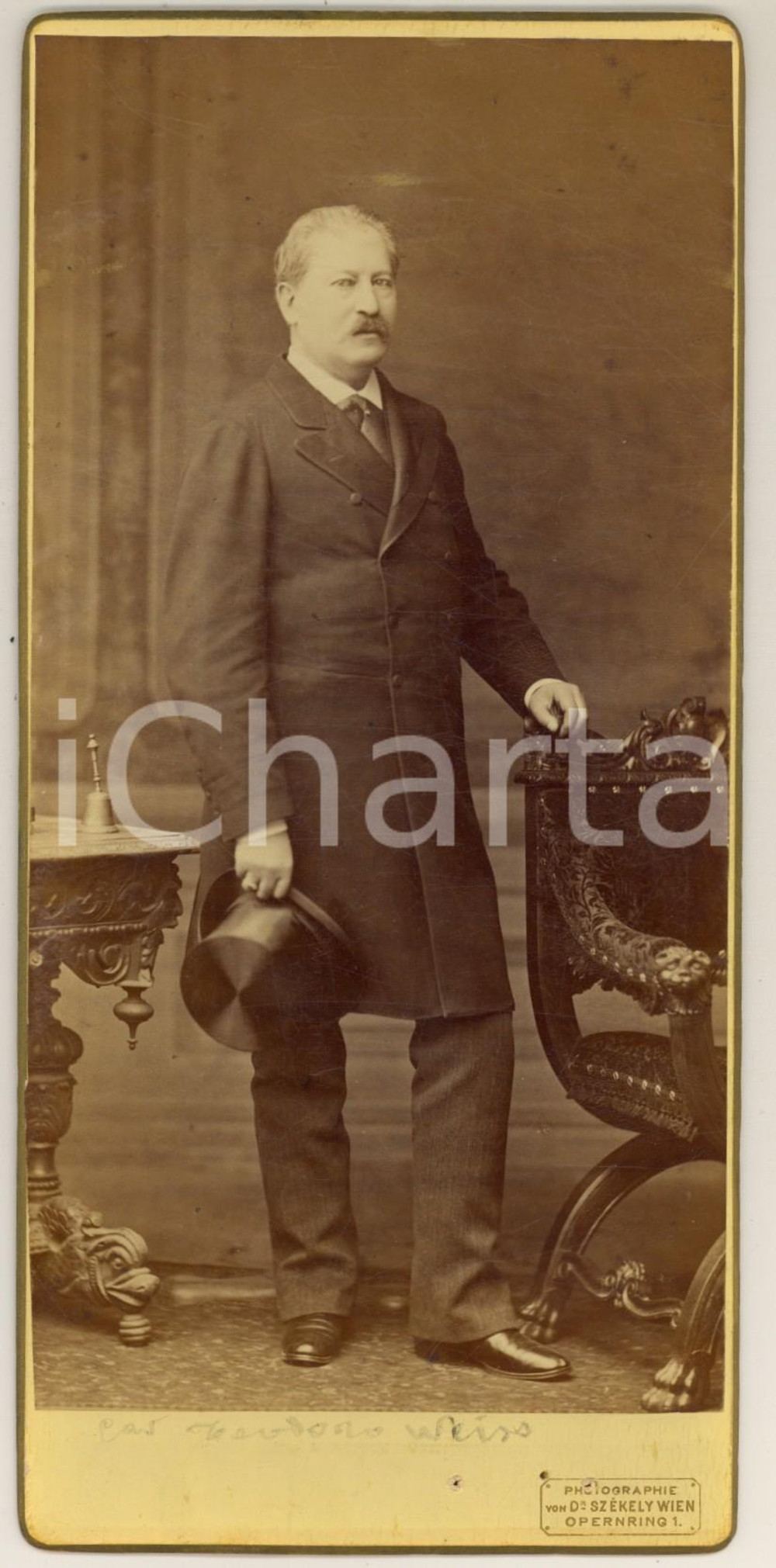 Fotografia d epoca originale 1910 ca WIEN Cav. Teodoro WEISS  Ritratto Foto SZEKELY 10x21 cm 1