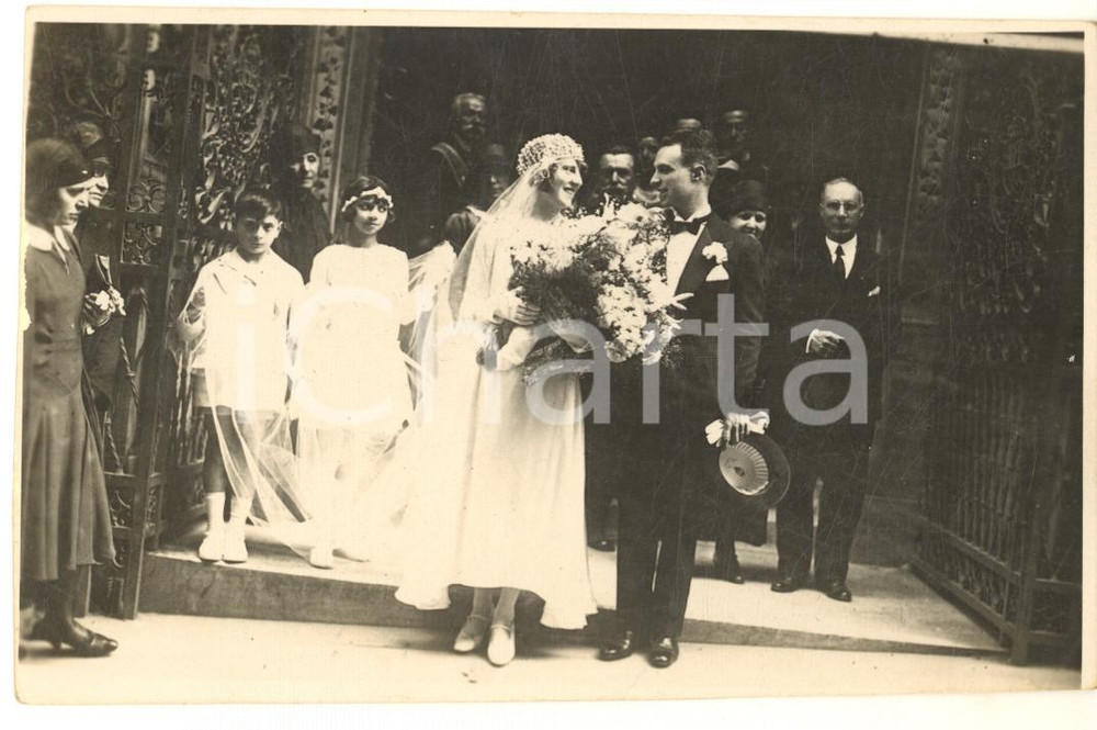 Fotografia d epoca originale 1930 COSTUME ITALIA Mary e Mario BIASI nel giorno delle nozze Foto cartolina 1