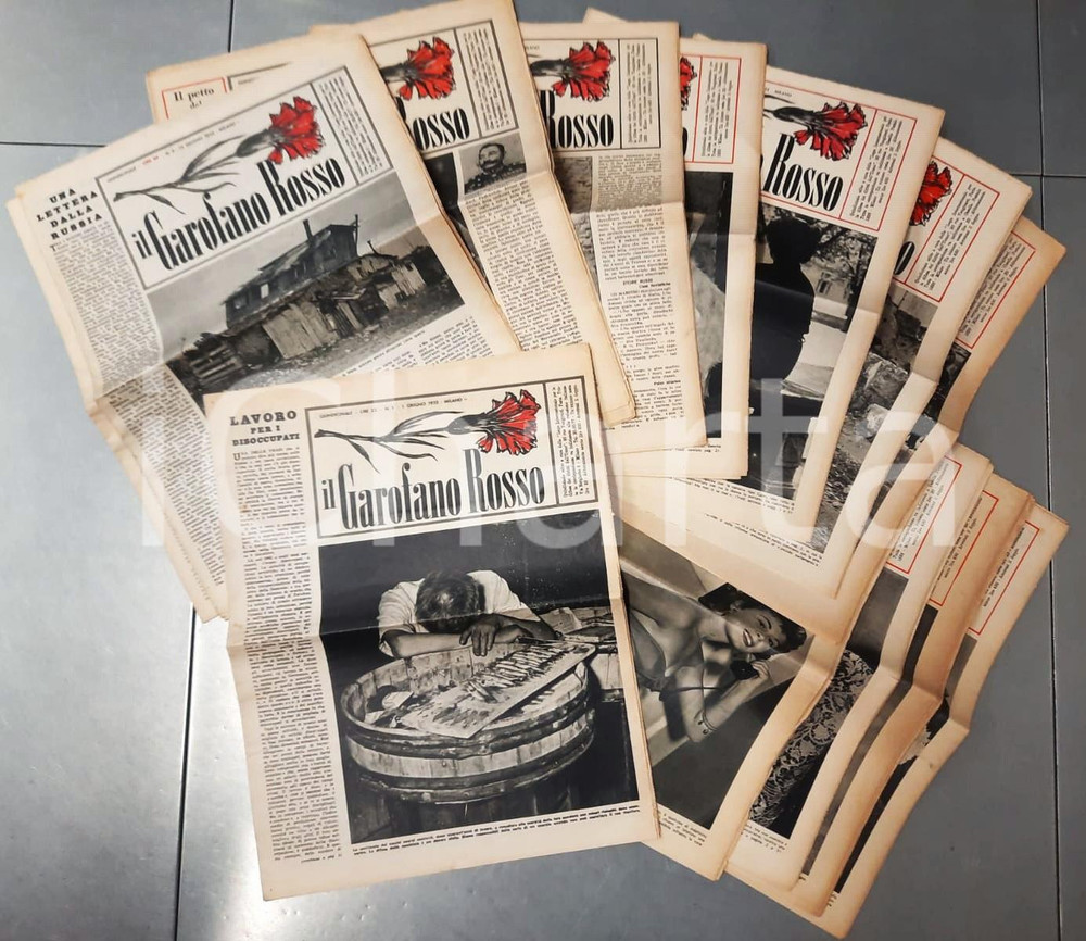 Giornale, rivista storica 195253 MILANO IL GAROFANO ROSSO Quindicinale  Lotto 14 giornali RARO 1