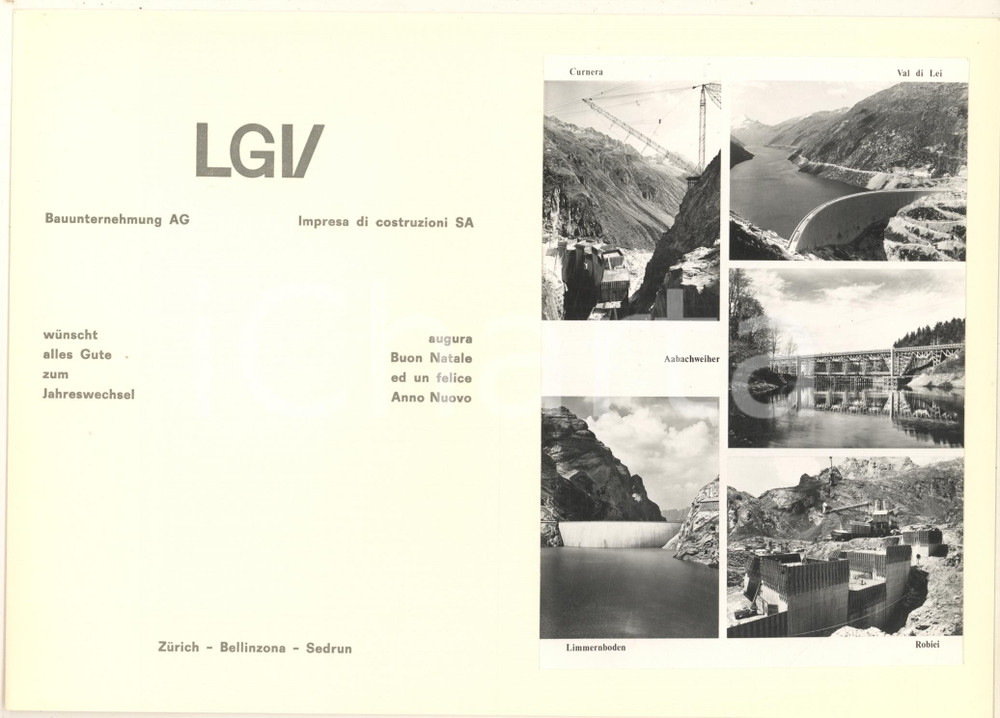 Oggetto da collezione cartaceo 1965 SVIZZERA Impresa di costruzioni LGV  Dighe  Biglietto auguri 3 1
