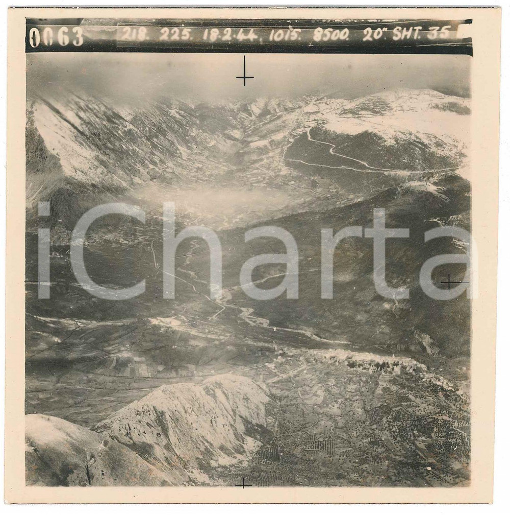 Fotografia d epoca originale Febbraio 1944 WW2 ITALIA  ALPI  Fotografia AEREA militare 14x14 25 1