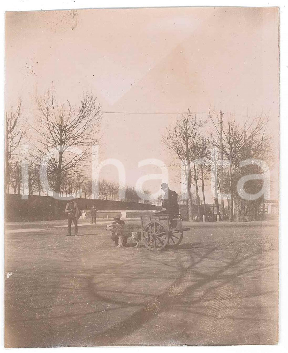1890 PARMA Venditore ambulante con cane alle redini - Foto 8x11 cm Fotografia d'epoca, con didascalia al verso.  PAGINE: 64 FAIR/discreto Lievi aloni FORMATO: 8x11 cm originale e autentica 1