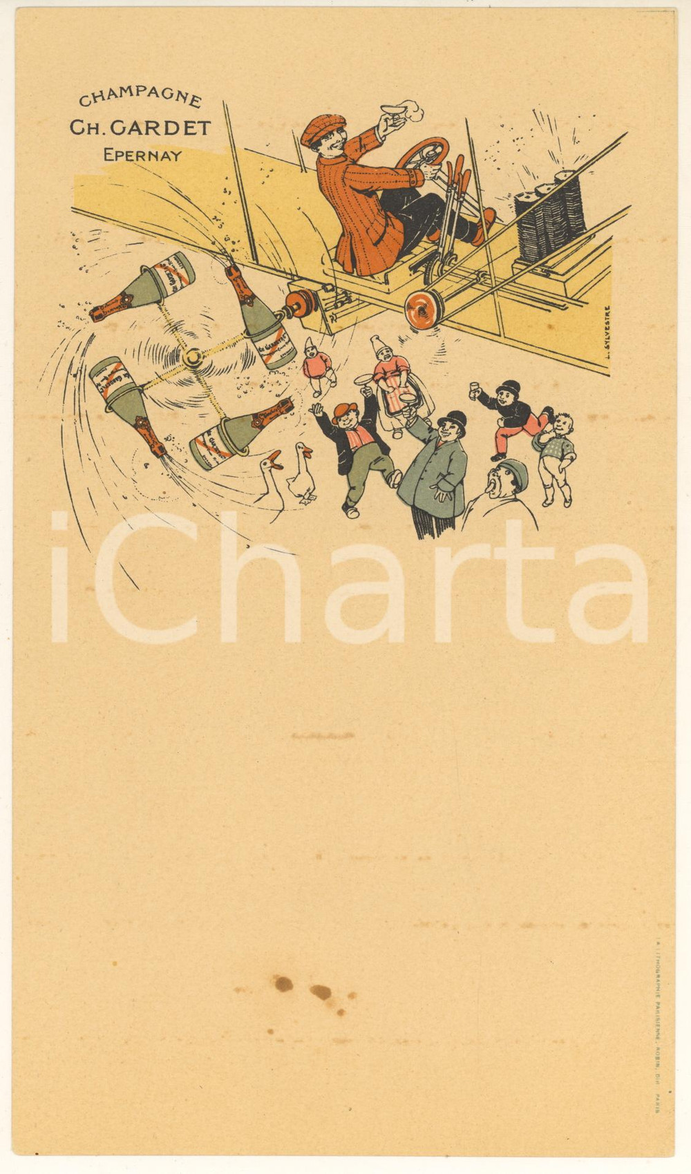 Oggetto da collezione cartaceo 1910 ca EPERNAY FRANCE Champagne Ch. GARDET Menù ill. L. SYLVESTRE 2 1