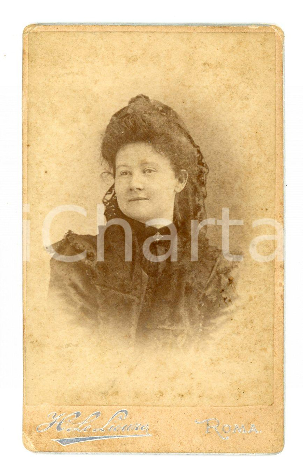 Fotografia d epoca originale 1900 ROMA Ritratto di Bice BERTET Foto H. LE LIEURE  CDV 6x10 cm 1