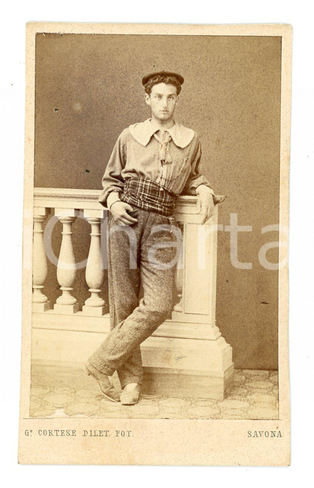 Fotografia d epoca originale 1900 ca SAVONA Giovane marinaio  Ritratto CDV Foto CORTESE 6x10 cm 1