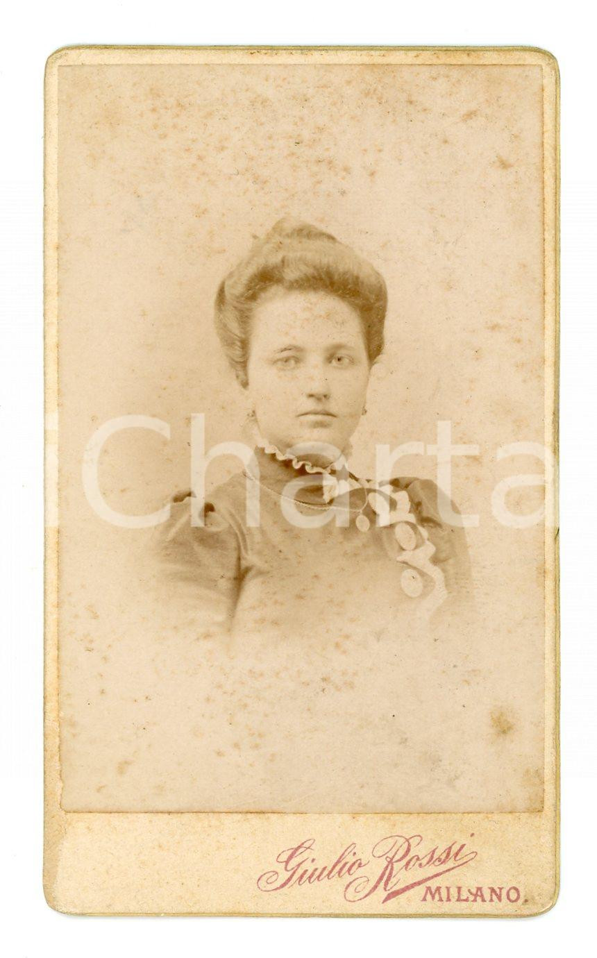 Fotografia d epoca originale 1900 ca MILANO Ritratto di Rachele SCALFI Ritratto CDV Foto Giulio ROSSI 6x10 cm 1