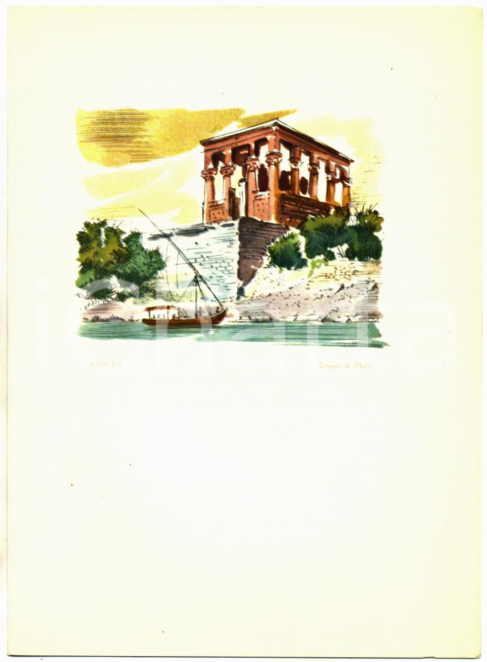 Oggetto da collezione cartaceo 1956 ADRIATICA DI NAVIGAZIONE Menù M/n ESPERIA Ill. Chiosco di Traiano ASSUAN 1 1