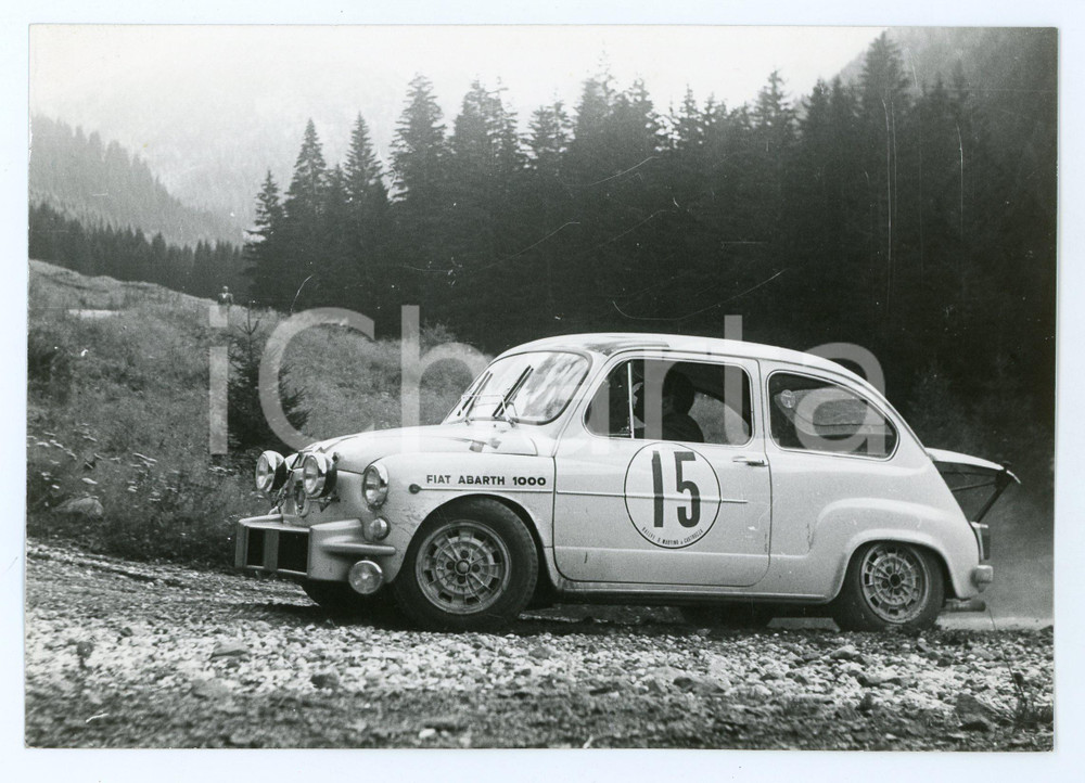 Fotografia d epoca originale 1966 3° Rally SAN MARTINO DI CASTROZZA Jolly Team FIAT ABARTH 1000 Foto 1