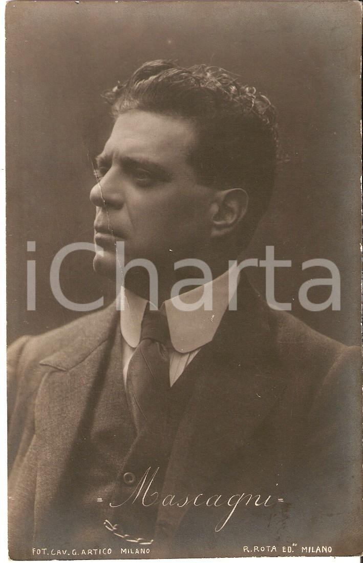 Cartolina originale da collezione 1910 ca LIRICA Ritratto di Pietro MASCAGNI Compositore Cartolina ed. ROTA 1 1