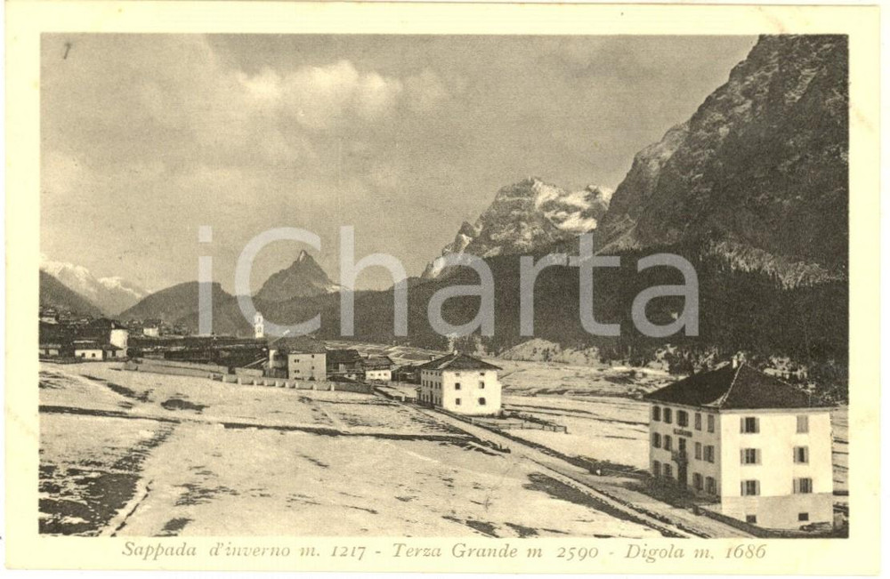 Cartolina originale da collezione 1930 ca SAPPADA Veduta d inverno con TERZA GRANDE e DIGOLA Cartolina FP NV 1