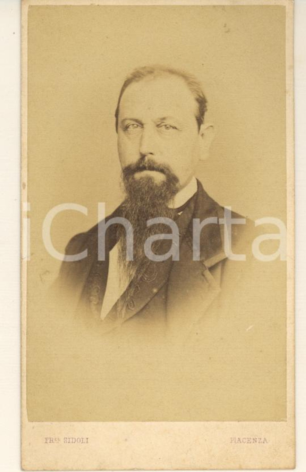 Fotografia d epoca originale 1866 PIACENZA Ritratto maschile  Foto Francesco SIDOLI  CDV 1