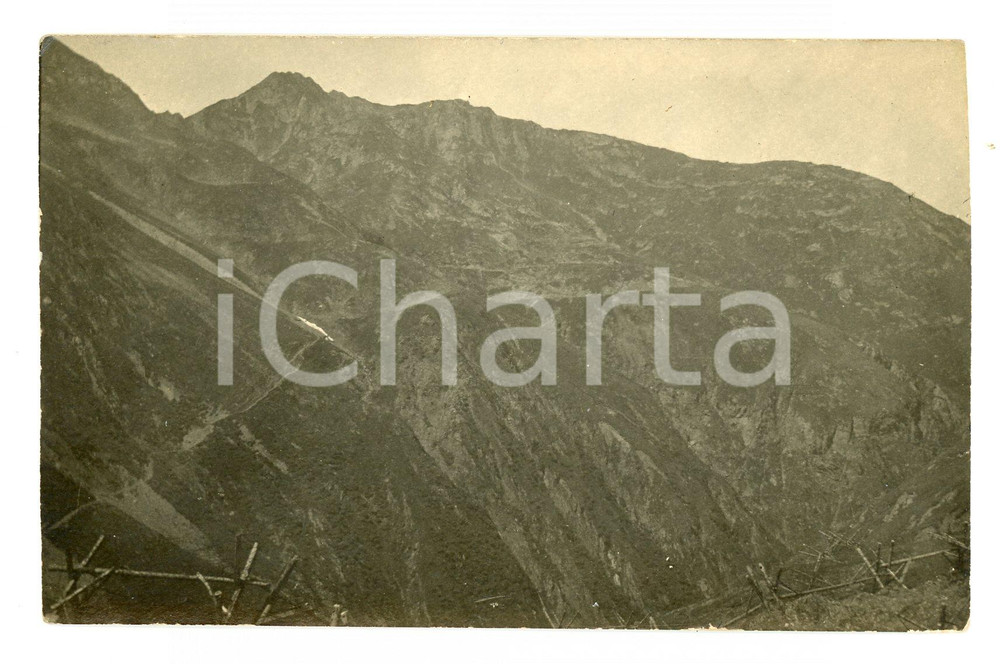 Fotografia d epoca originale 1915 ca WW1  ALPI CARNICHE Veduta del Monte Koderhohe e trincee  Foto 13x8 cm 1