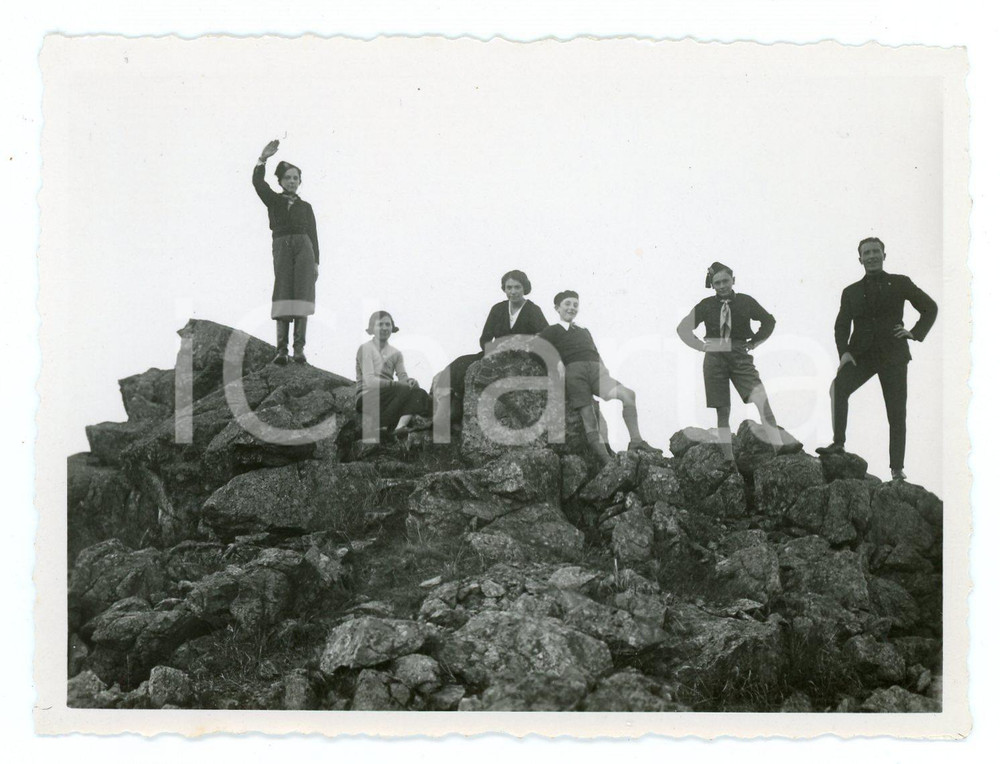 Fotografia d epoca originale 1934 VIÙ  VALLI DI LANZO Due balilla scalano i monti di BERTESSENO Foto 11x9 cm 1