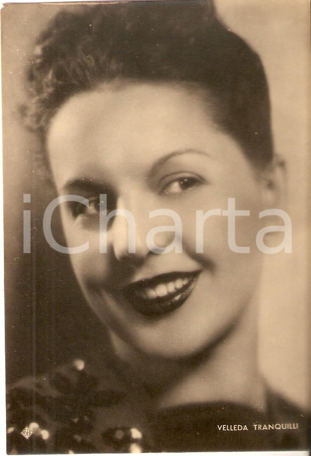 Cartolina originale da collezione 1940 ca CINEMA Ritratto Velleda TRANQUILLI Attrice Fotografia seriale ASER 3 1