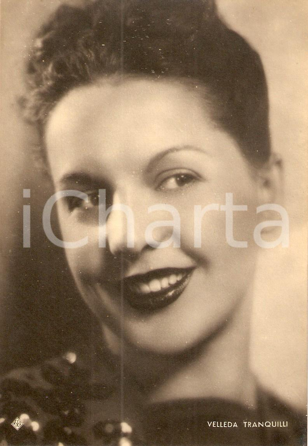 Cartolina originale da collezione 1940 ca CINEMA Ritratto Velleda TRANQUILLI Attrice *Fotografia seriale ASER 1 1